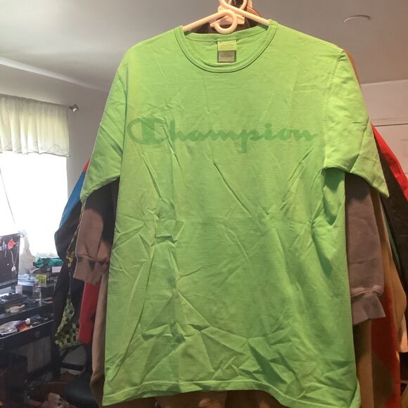 Champion size large tee T-shirt graphic screenprint color green - Picture 1 of 2